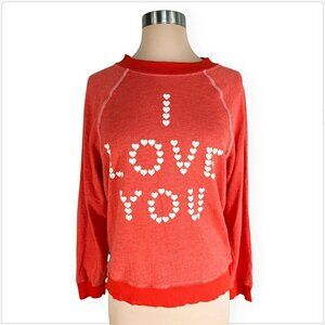Wildfox Red White Hearts I Love You Lightweight Sweatshirt Top Valentine's S